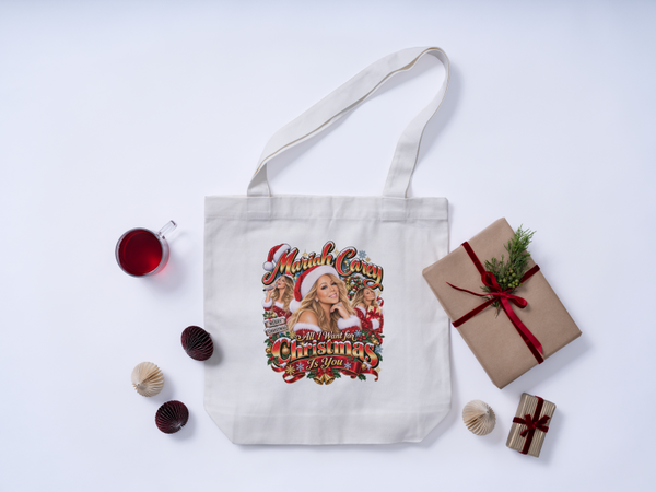 Mariah Carey all i want for Christmas is you #408 Tote Bag Music Merch Cotton Shopper Gift Bag New