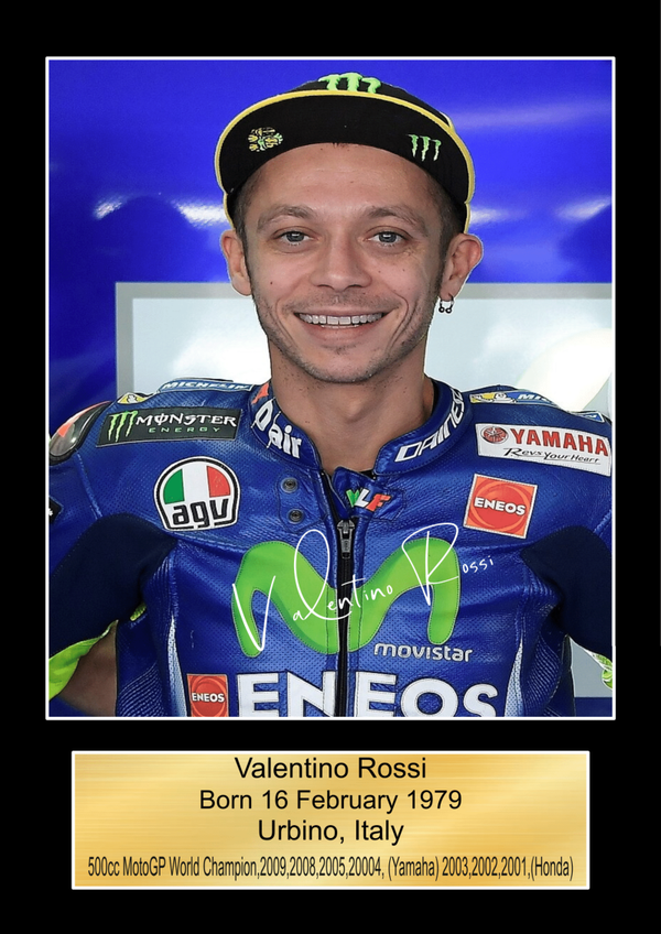 Valentino Rossi  Moto GP/TT Races signed  Poster Wall Art Memorabilia gift A5,A4,A3.