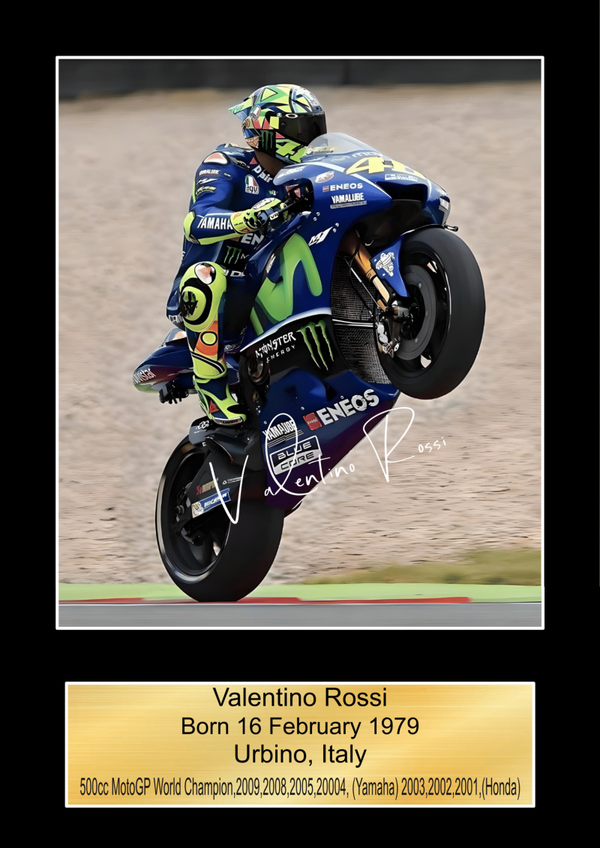 Valentino Rossi 2 Moto GP/TT Races signed  Poster Wall Art Memorabilia gift A5,A4,A3.