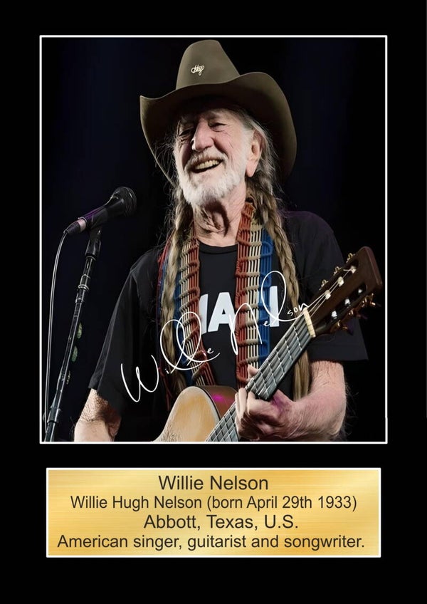 Willie Nelson print Music Poster Wall Art Memorabilia gift A5,A4,A3.