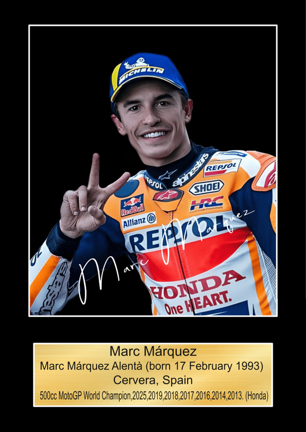 Marc Marquez 2 2025 Moto GP/TT Races signed  Poster Wall Art Memorabilia gift A5,A4,A3.