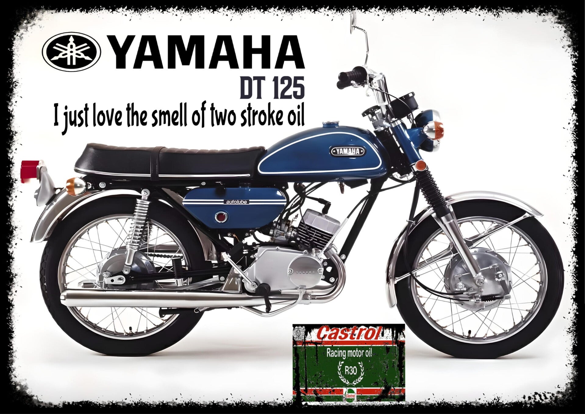Yamaha DT 125 Red Classic Motorcycle 60s,70,80, Wall Art Memorabilia gift A5,A4,A3