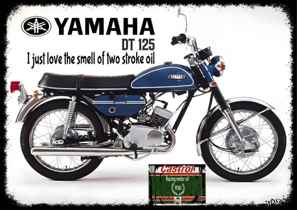 Yamaha DT 125 Red Classic Motorcycle 60s,70,80, Wall Art Memorabilia gift A5,A4,A3