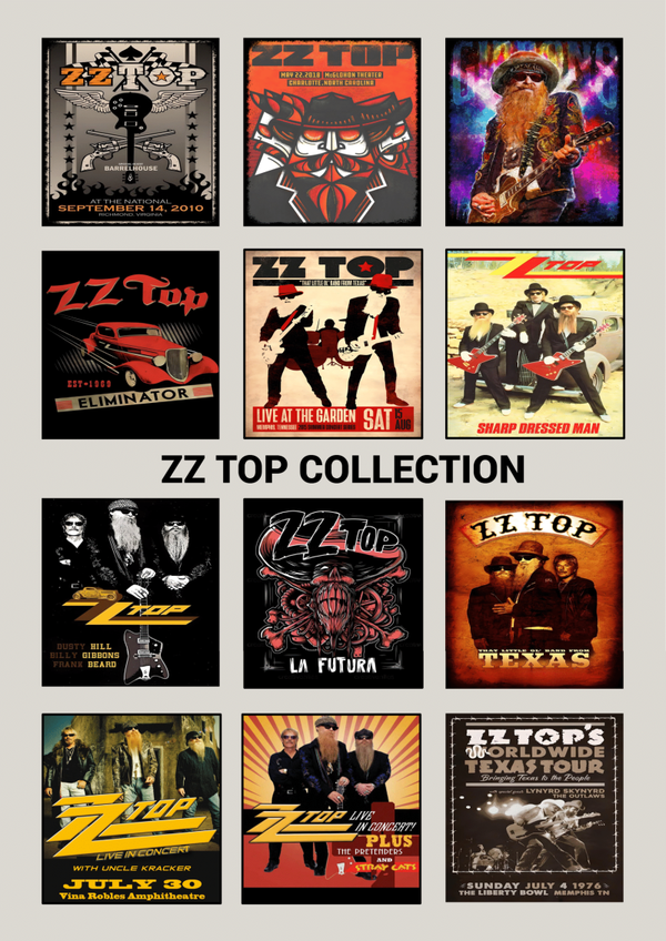 ZZ Top 7 Music Print  Concert Wall Art Memorabilia gift A5,A4,A3