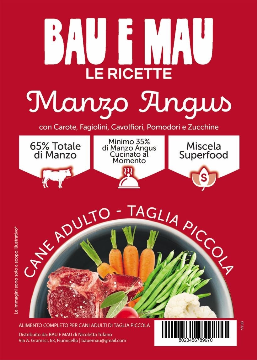 Cane adulto, taglia piccola, MANZO ANGUS SUPERFOOD