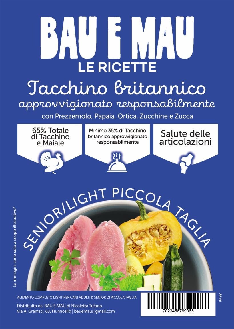 Cane adulto, taglia piccola, TACCHINO BRITANNICO LIGHT SUPERFOOD