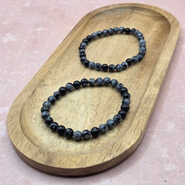 Sneeuwvlok Obsidiaan armband | Ontspanning & Energie