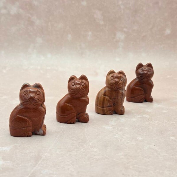 Rode Jaspis Kat | 4 cm | Edelstenen Beeldje