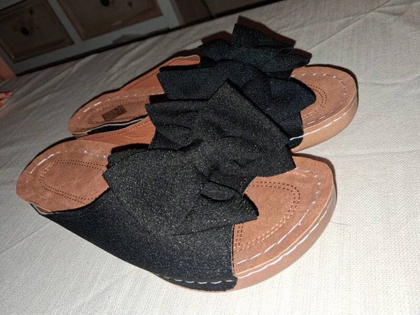 Black Bow Slide Sandals EU 40/41 (US 9/10) EUC