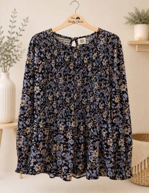 Good Hart  Floral Smocked Blouse Size S