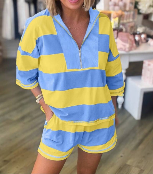 Rugby half zip top 2pc short set