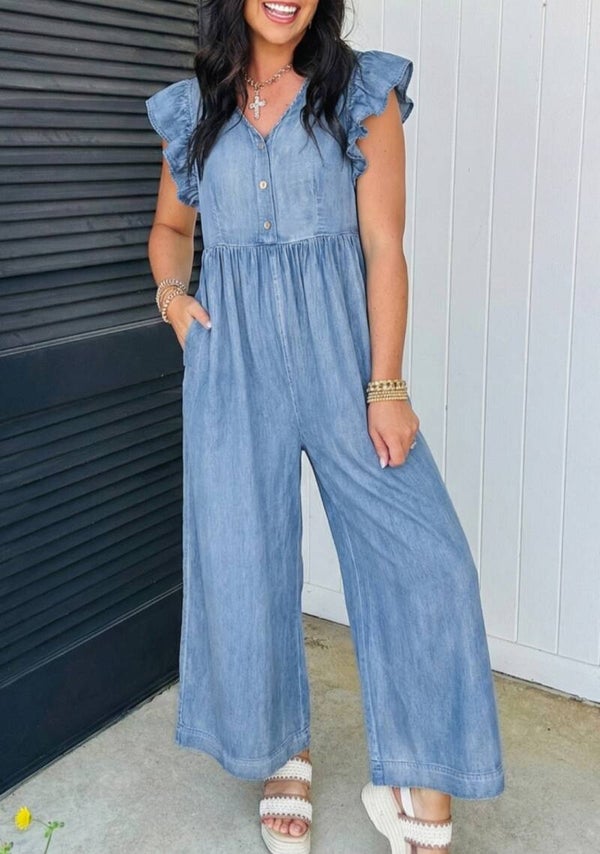 Ashlyn blue denim jumpsuit