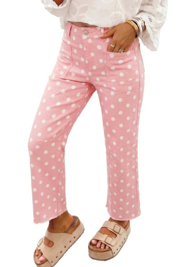 Pink polka dot jeans