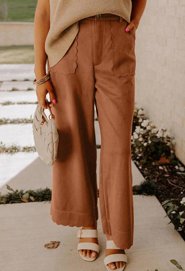 Thai Curry scalloped edge pants