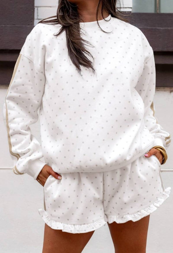 White polka dot 2pc short set