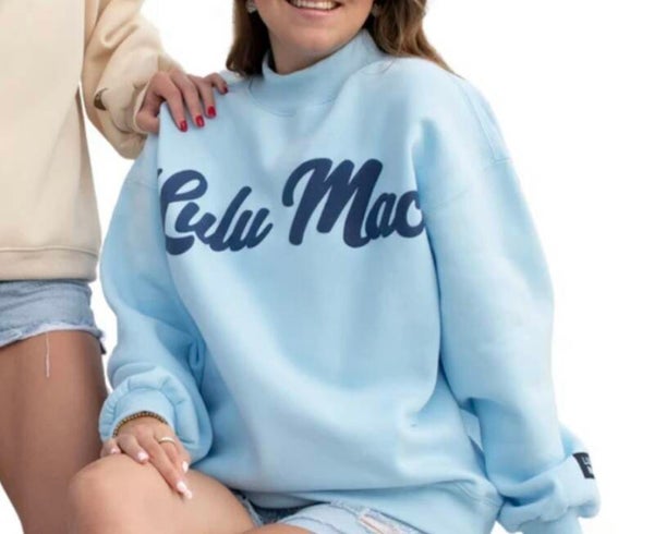 LuluMac script mockneck - lt blue/navy