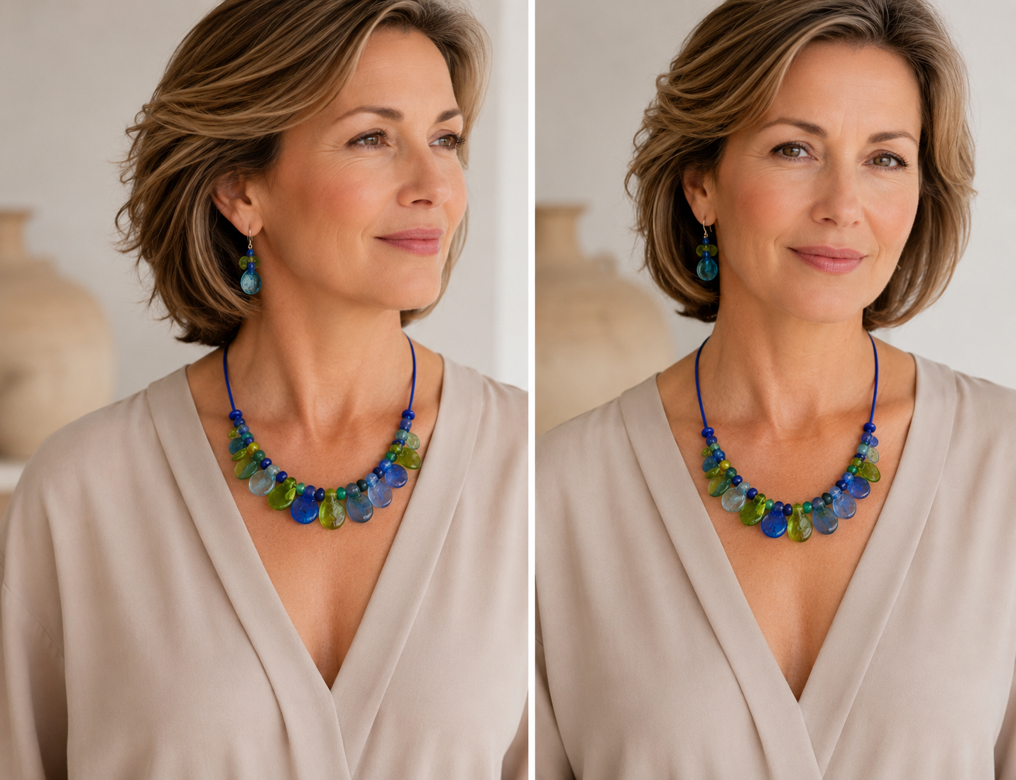 KKmix012326: Ketting in vrolijke tinten, zoals turquoise, groen, blauw, etc.