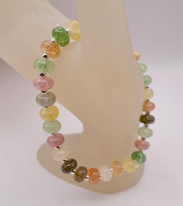 ARmix010226: Pastel mix armbandje van abacus: roze, geel, groen, etc.