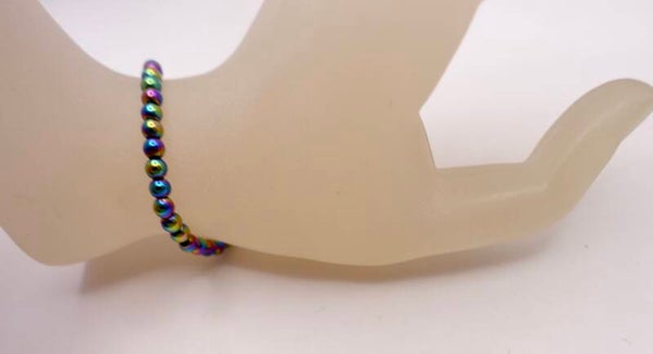 ARmix024625: Hematiet armband in metallic kleuren.