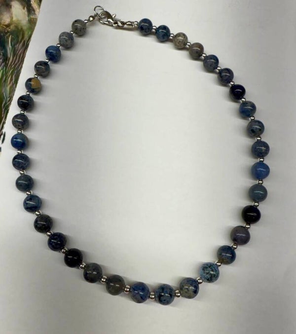 KKblapatiet: blauwe ketting van apatiet