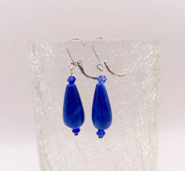 OBbl014126: Blue quartz oorbellen.