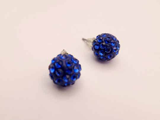 OBbl015224: Koningsblauwe, strass oorbelstekers.