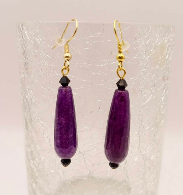 OBpa014126: Berry quartz oorbellen; diep paars.