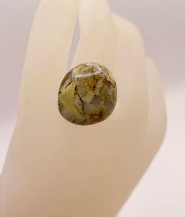 Rigrij014625: Taupe, bruine ring van glas.