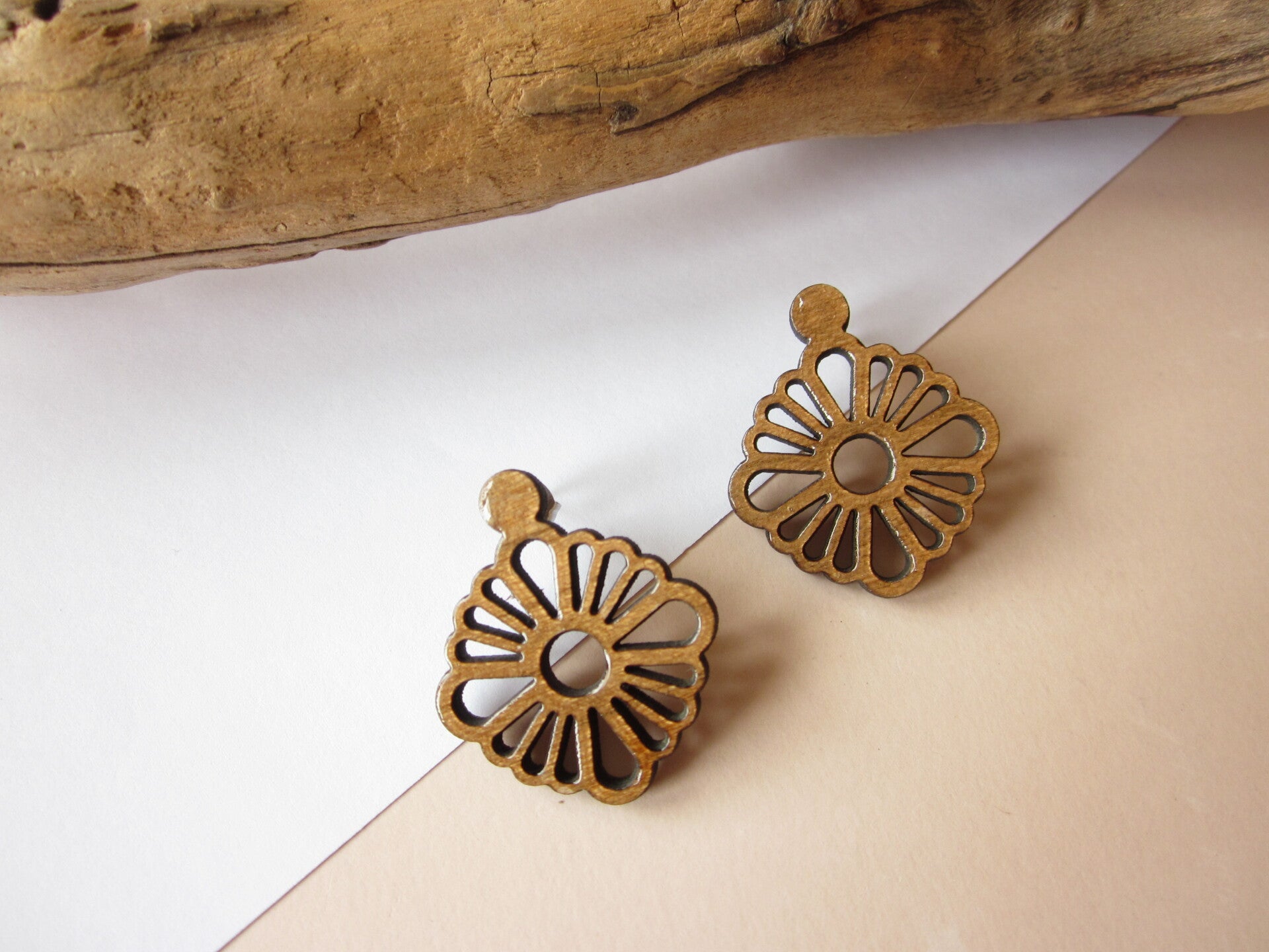 Boucles d'oreilles en bois - Arabesque