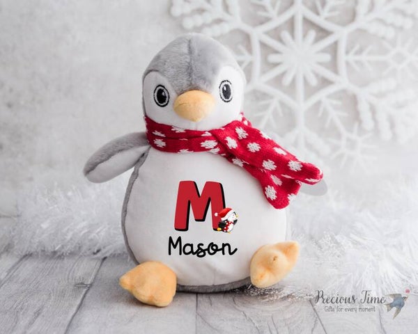 Gepersonaliseerde knuffel ~ Pinguin ~ Knuffel met naam ~ Kerstknuffel (M)