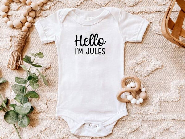 Gepersonaliseerde babyromper ~ Hello ~ Romper met naam