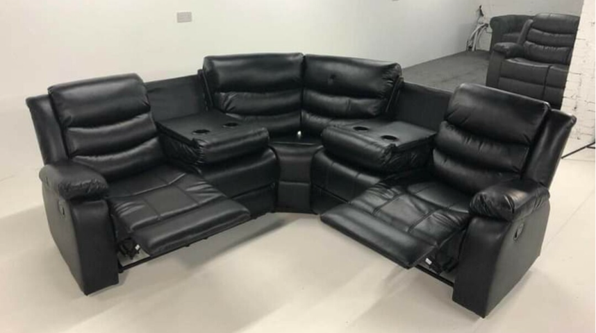 Leather Recliner Corner Sofa Set