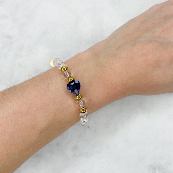 Bracelet Cœur Bleu – Fait main en acier inoxydable