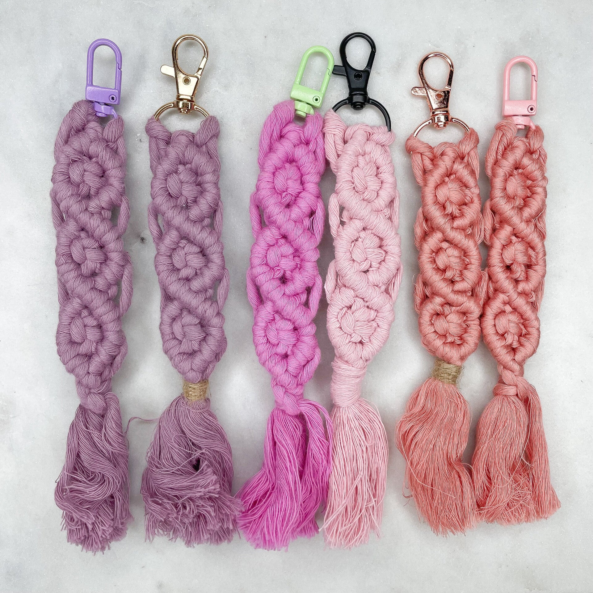 Porte-clefs tressés violet/rose