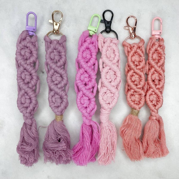 Porte-clefs tressés violet/rose