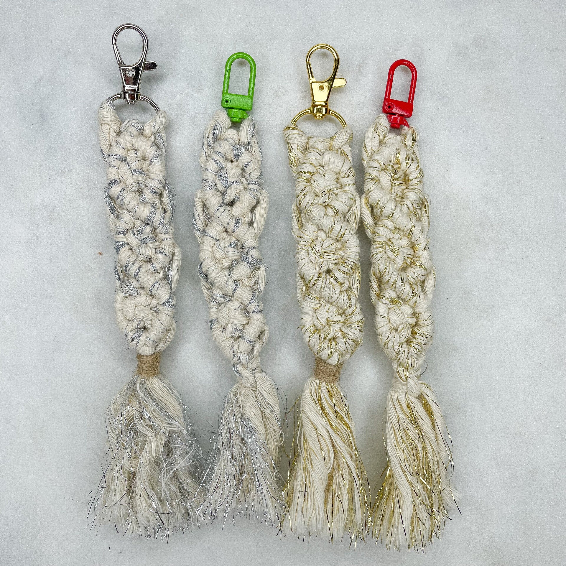Porte-clefs tressés argentés/dorés