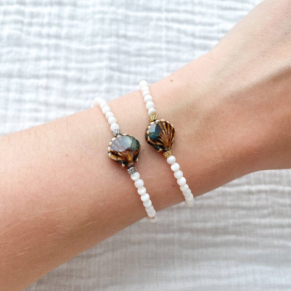 Bracelet coquillage et perles nacrées