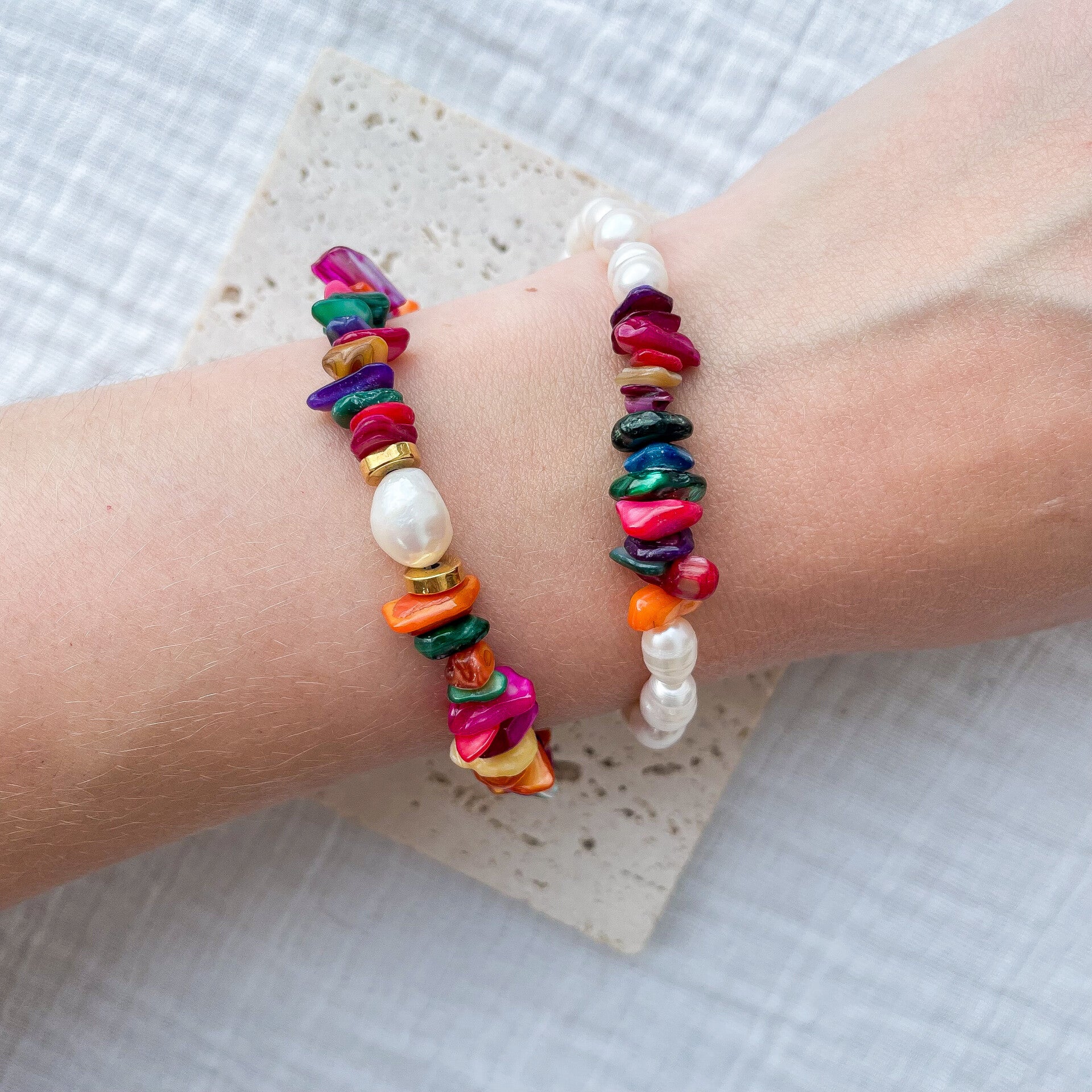 Bracelets perles naturelles multicolores