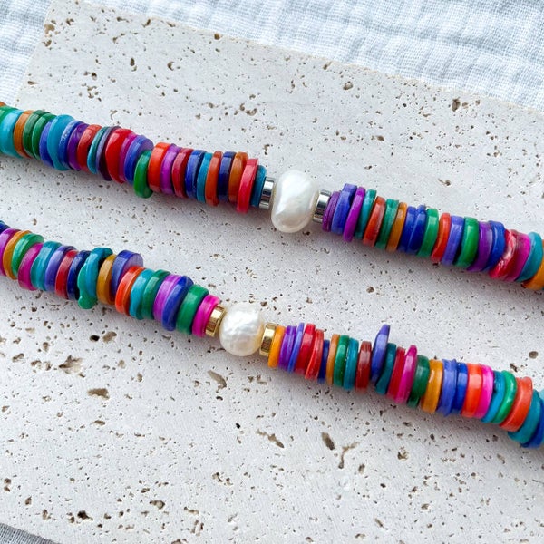 Bracelets oversize multicolores perles naturelles