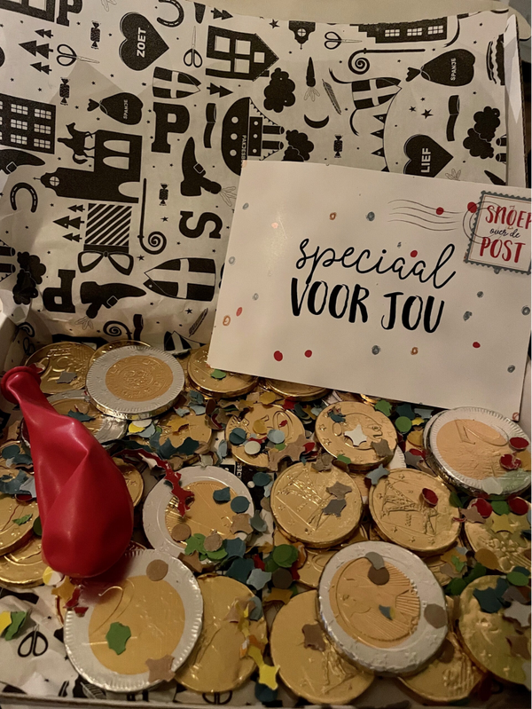 Choco muntjes in een doosje