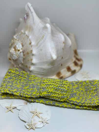 Winterhoofdband geel/grijs