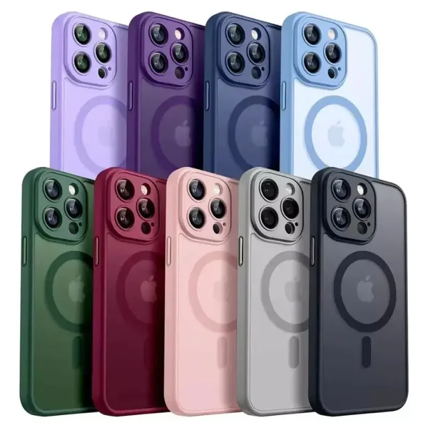 Coque Matte Magnétique avec Protection d’Appareil Photo pour iPhone – Couleurs Assorties