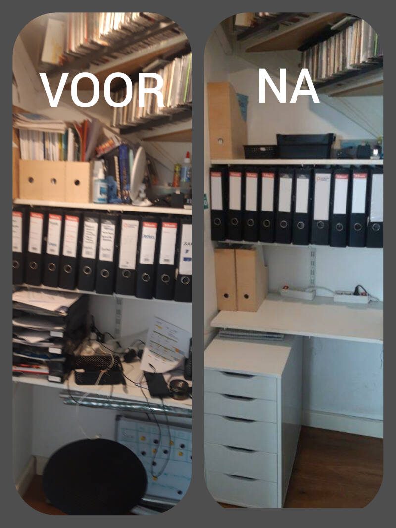 Bergkast opruimen en ordenen. Administratie ordenen