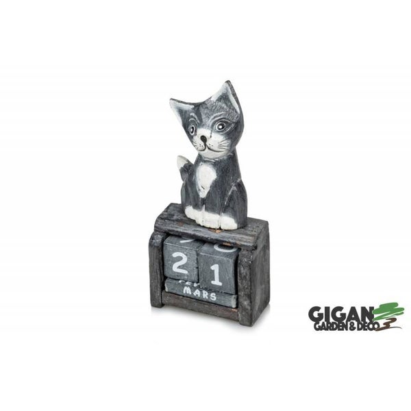 Calendrier en bois Chat mini black