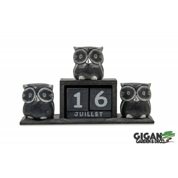 Calendrier en bois 3 Owl black