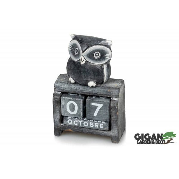 Calendrier en bois Owl mini black