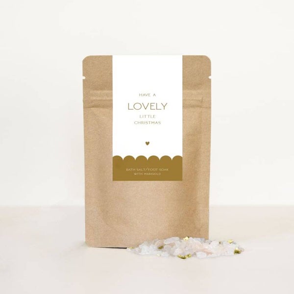 KERSTcadeau: (Voeten) badzout met Marigold "Have a lovely little Christmas"