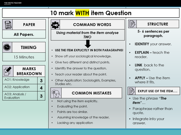 Exploding The Exam Question A Level Exam Technique / Exam Technique / SOCIOLOGY SUPPORT | Hectic ...