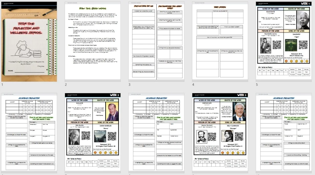 Tutor time Reflection Journals / TUTOR / FORM TIME | Hectic Teacher ...