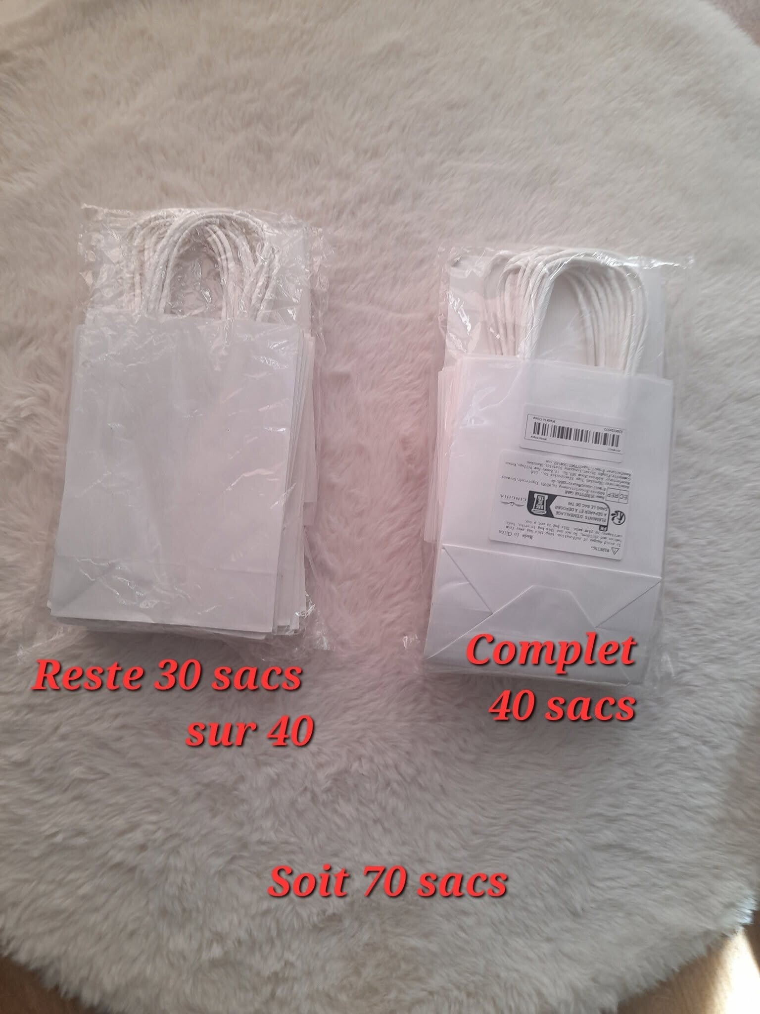 Lot de 70sacs kraft blanc